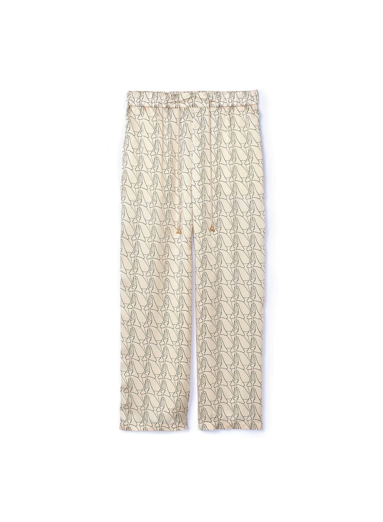 Pantalon Arcade à motif monogramme en soie - Cream