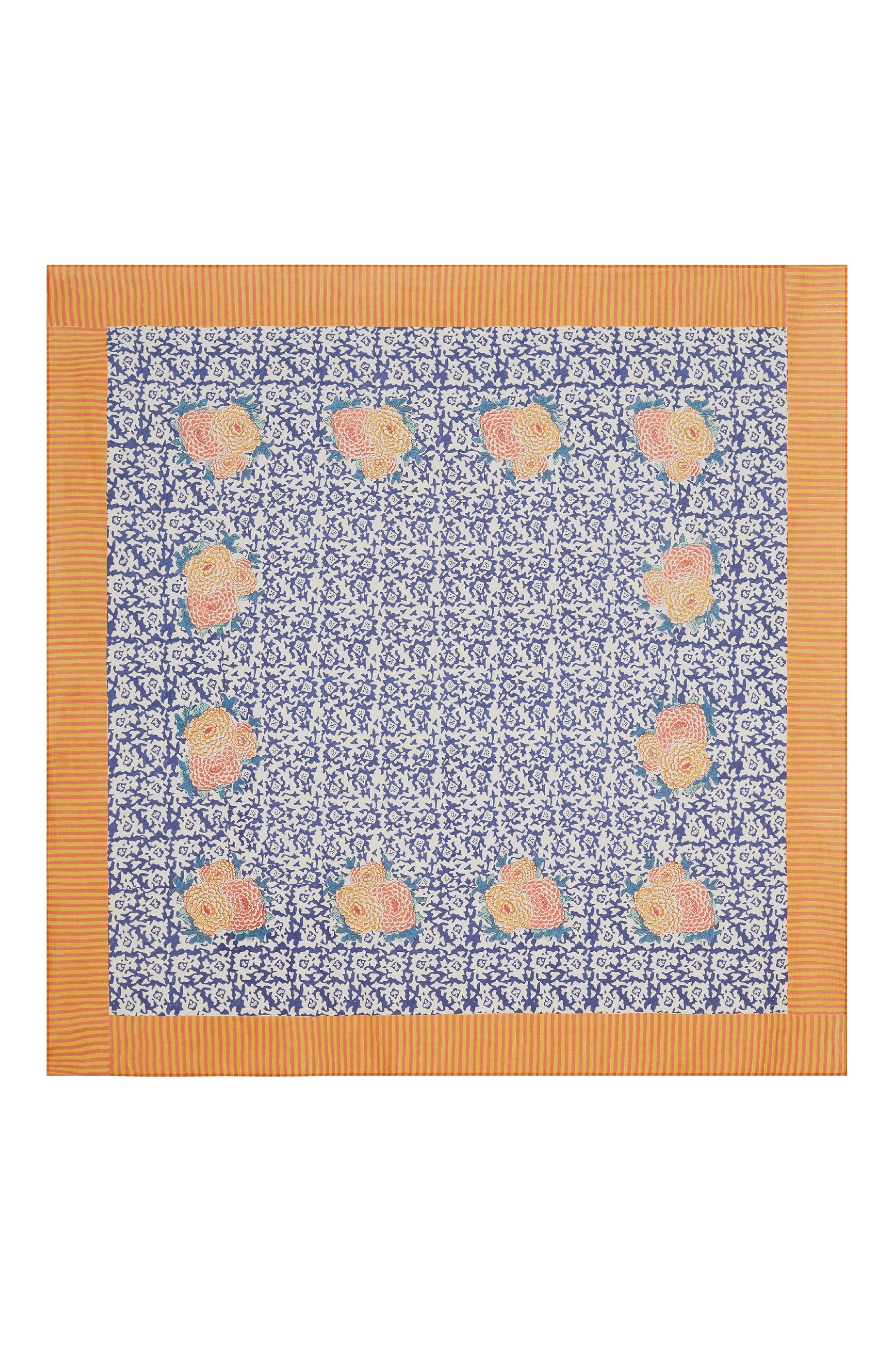 Corolla Arabesque cotton tablecloth - Blue
