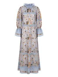 Robe longue brodée Ari - Blue