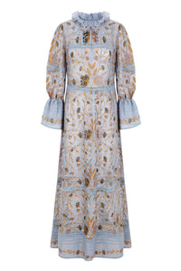 Robe longue brodée Ari - Blue