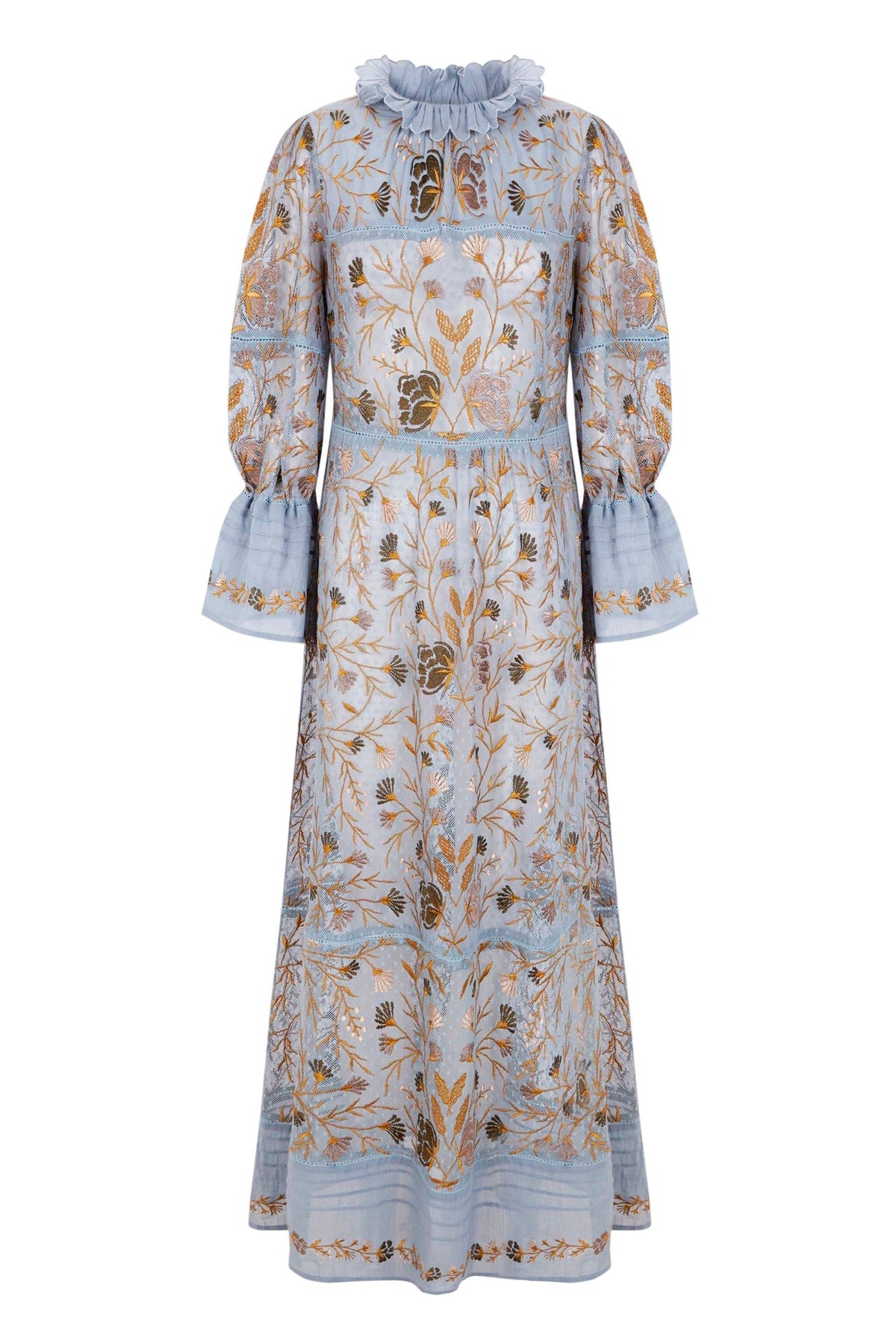 Robe longue brodée Ari - Blue