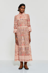 Robe longue brodée Ari - Dusty Pink