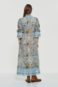 Robe longue brodée Ari - Blue