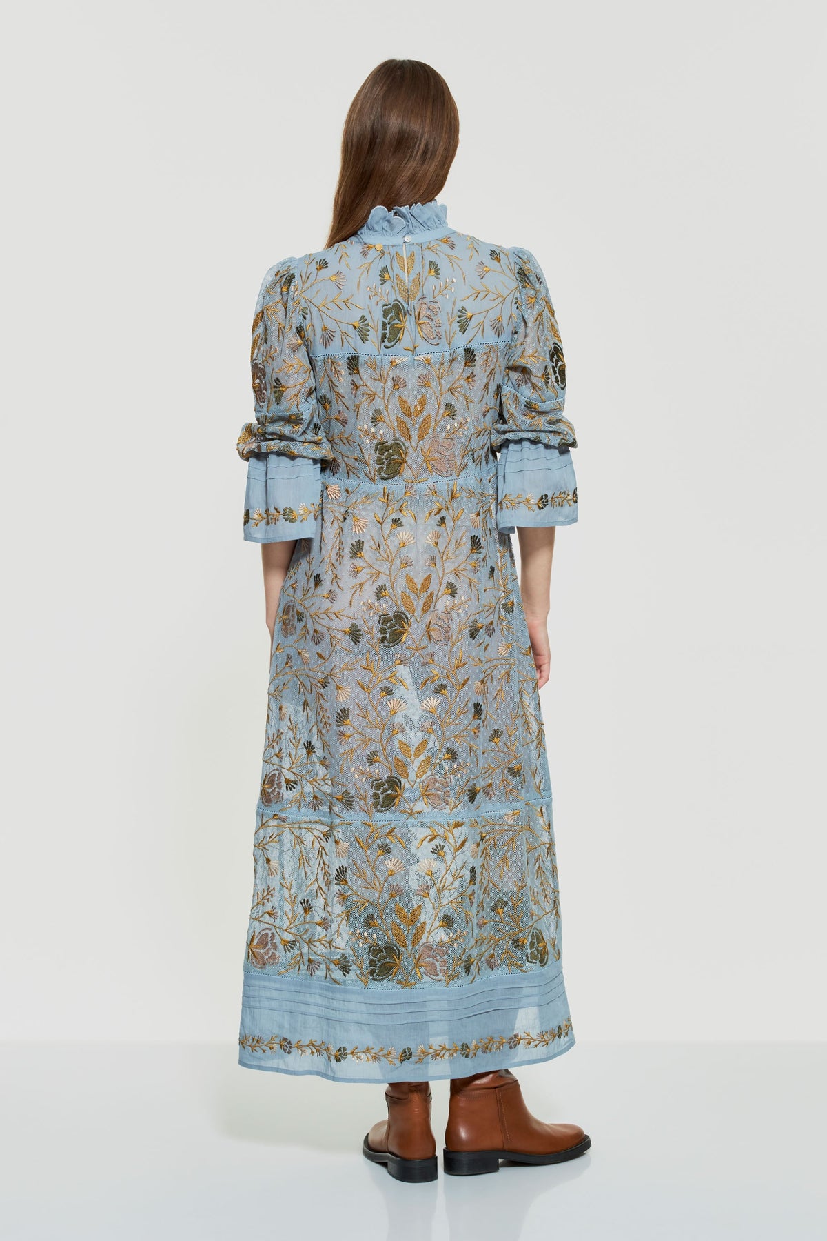 Robe longue brodée Ari - Blue