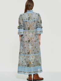 Robe longue brodée Ari - Blue