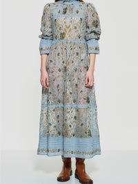 Robe longue brodée Ari - Blue
