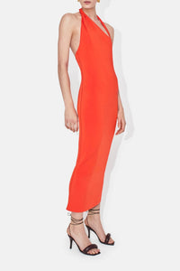 Robe midi Artemis asymétrique - Coral
