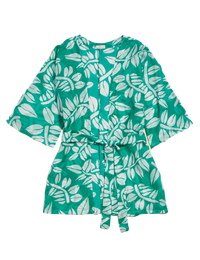 Belted Short Kimono - Leaves