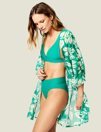 Belted Short Kimono - Leaves