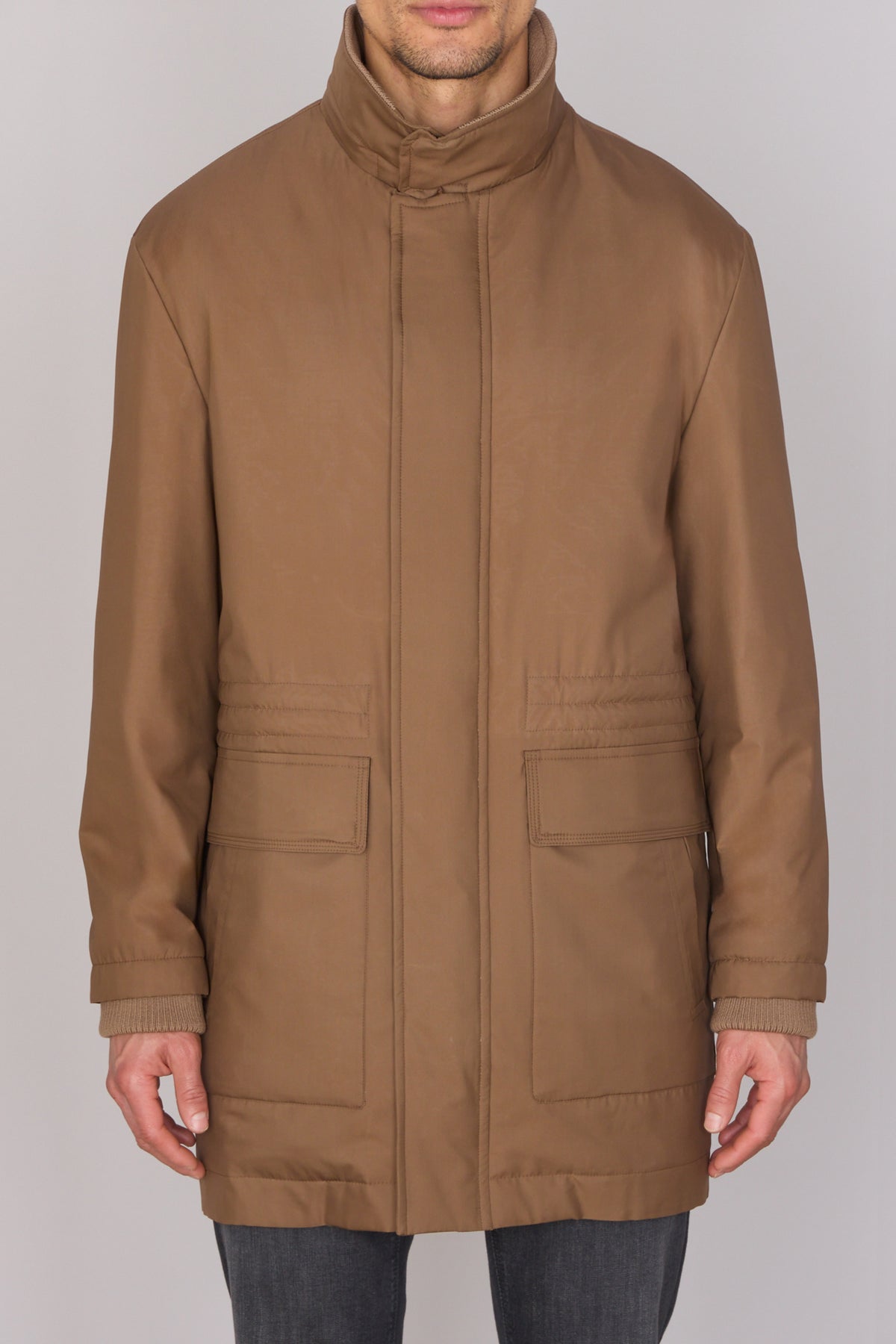 Parka ajustée Field en soie - Capuccino