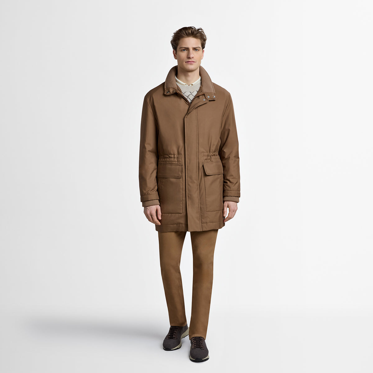 Parka ajustée Field en soie - Capuccino