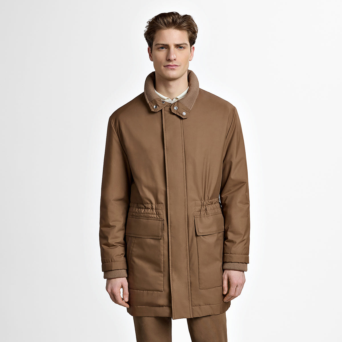 Parka ajustée Field en soie - Capuccino