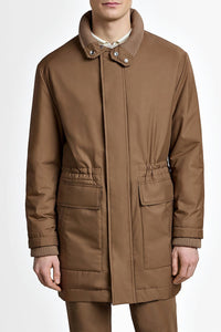 Parka ajustée Field en soie - Capuccino