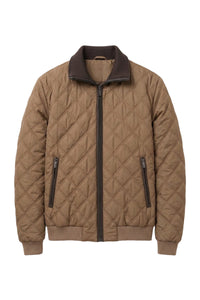 Blouson matelassé réversible en cuir et soie - Chocolate & Cappuccino
