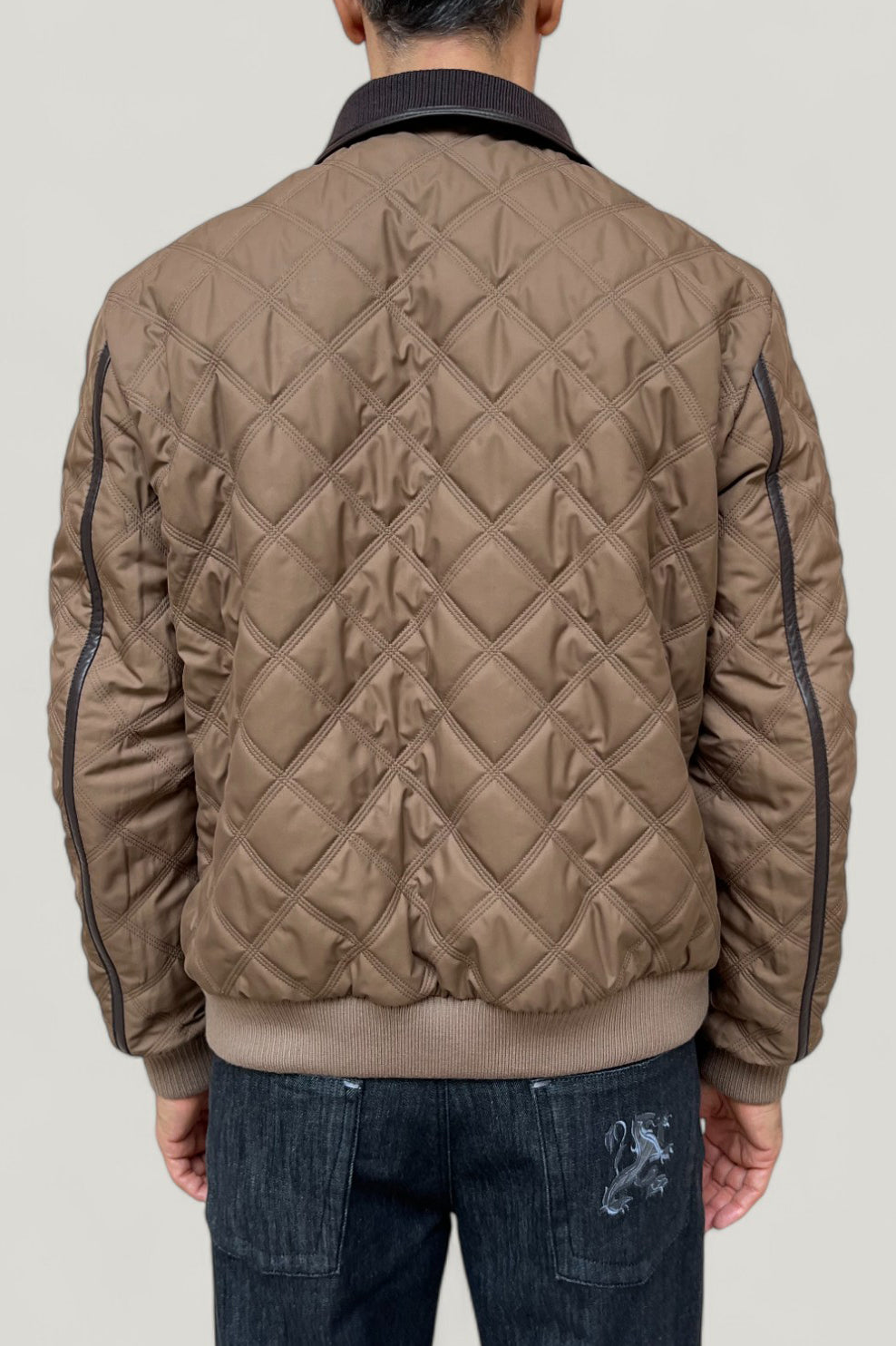 Blouson réversible en cuir précieux - Chocolate & Cappuccino