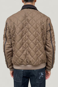 Blouson matelassé réversible en cuir et soie - Chocolate & Cappuccino