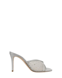 Mules Astrid 85 avec cristaux en cuir - Silver