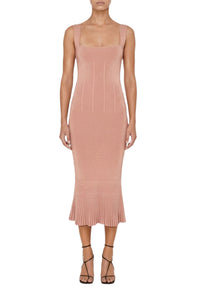 Robe midi Atalanta à bretelles - Blush