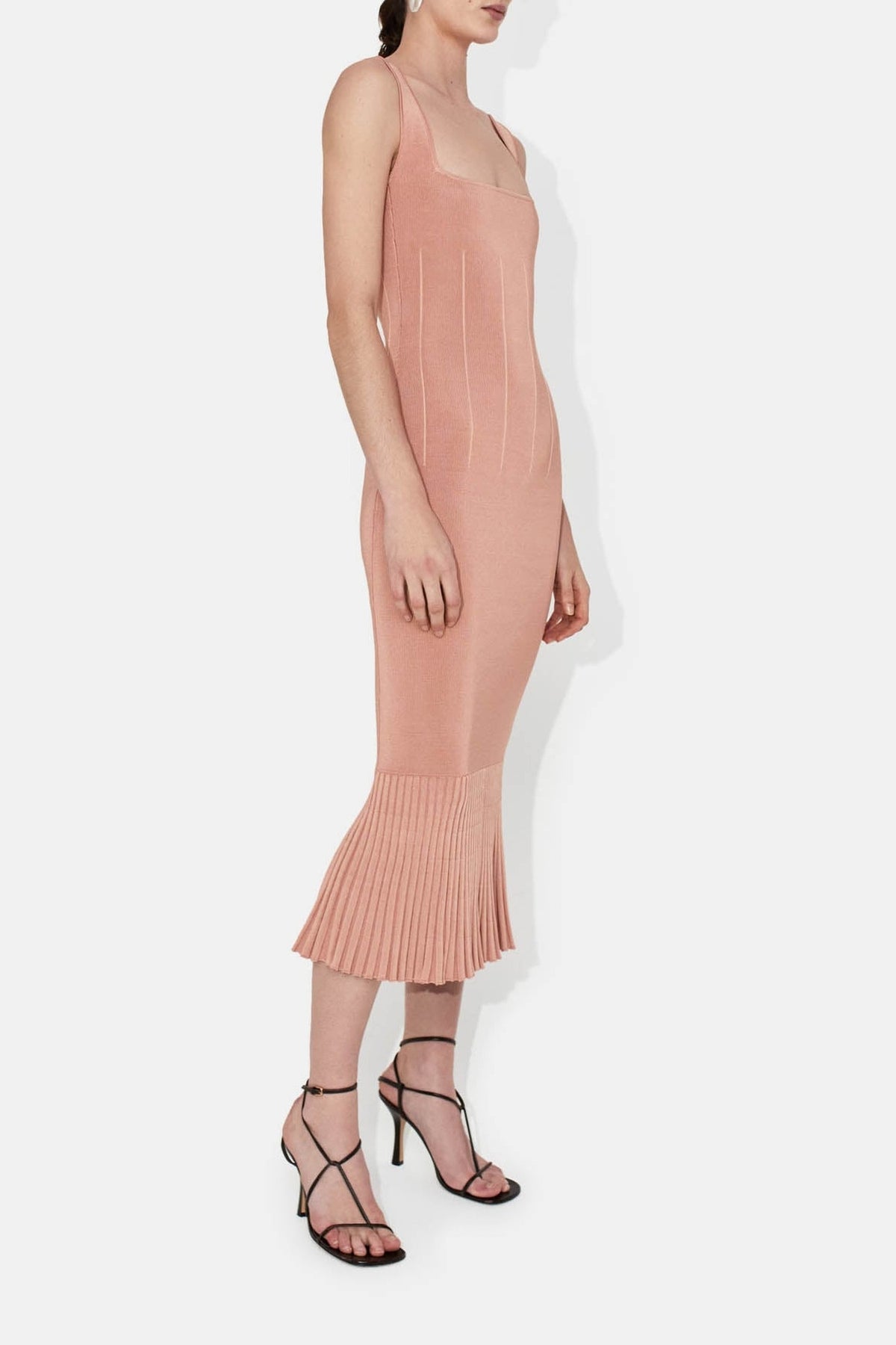 Robe midi Atalanta à bretelles - Blush