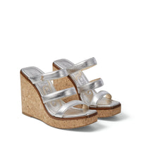 Mules compensées Athenia 110 en cuir - Silver