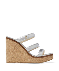 Mules compensées Athenia 110 en cuir - Silver