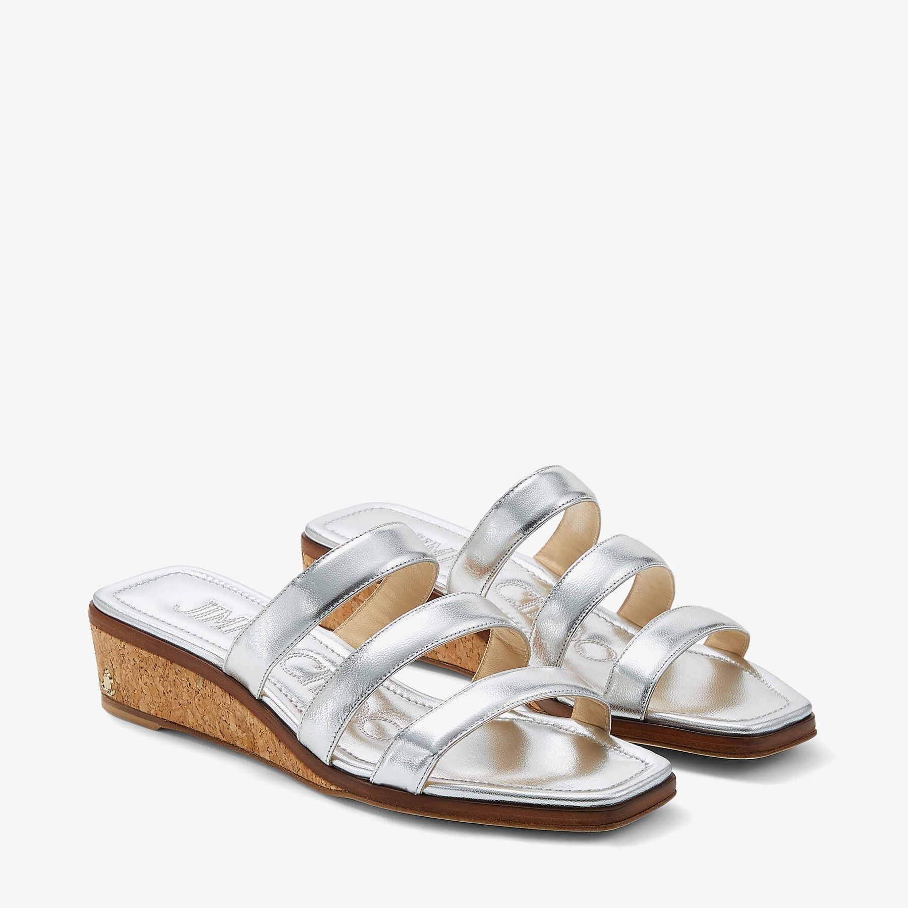 Mules compensées Athenia 35 en cuir - Silver