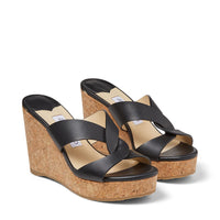Mules compensées Atia 100 en cuir - Black