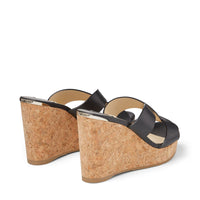 Mules compensées Atia 100 en cuir - Black