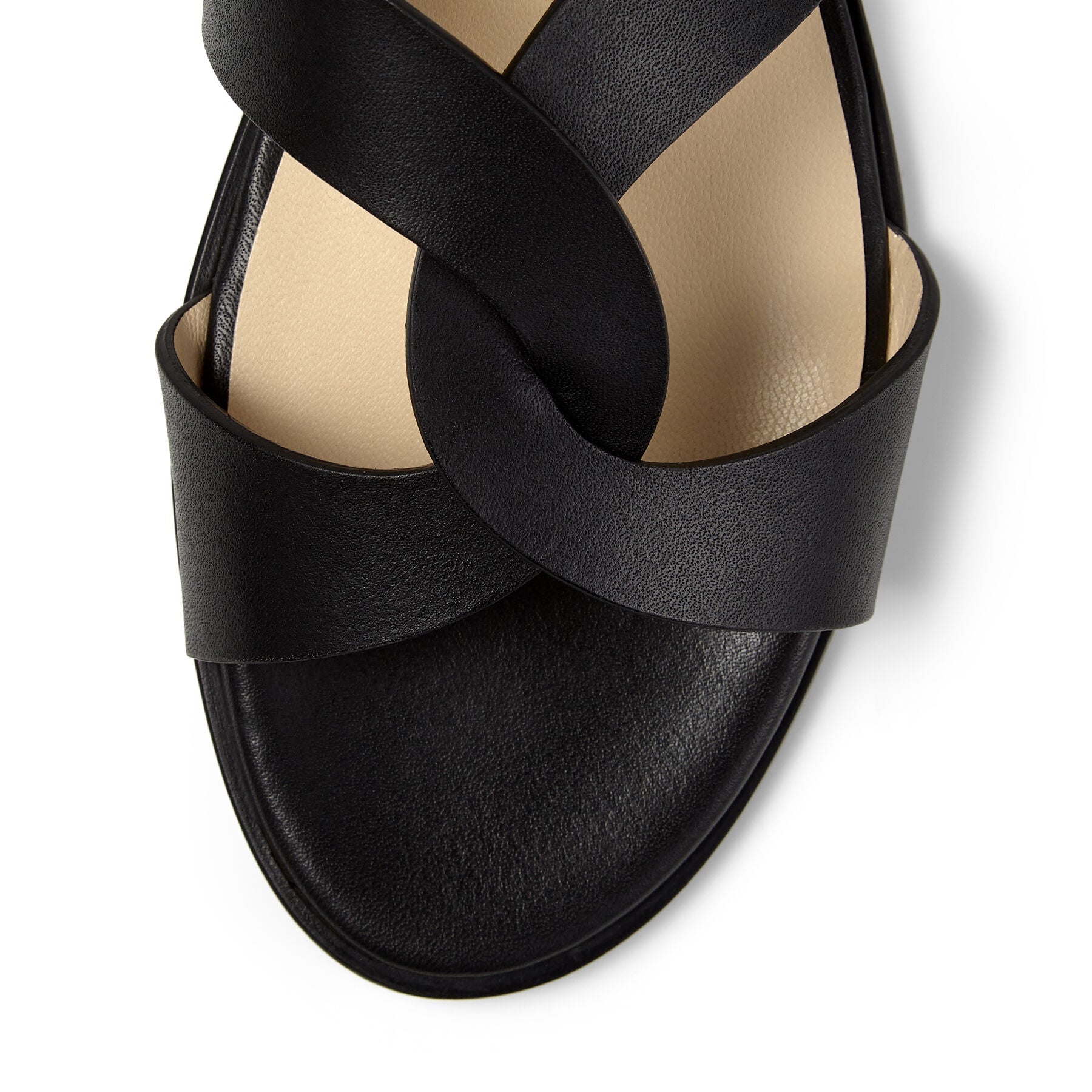 Atia flat sandals in leather - Black