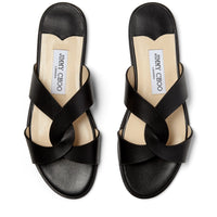 Atia flat sandals in leather - Black