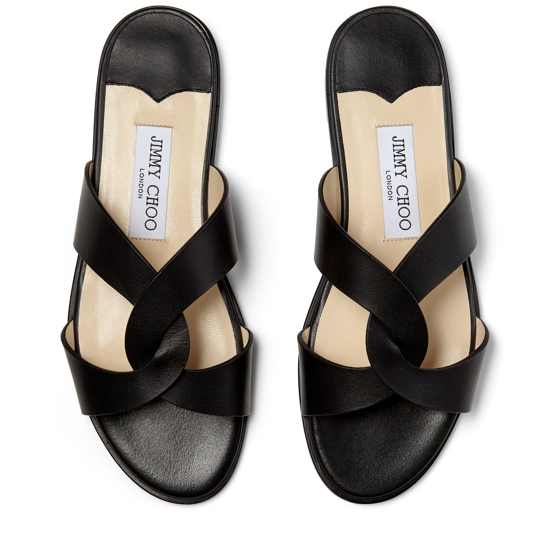 Atia flat sandals in leather - Black