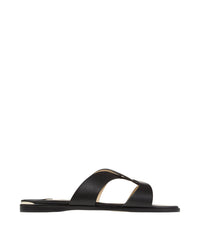 Atia flat sandals in leather - Black