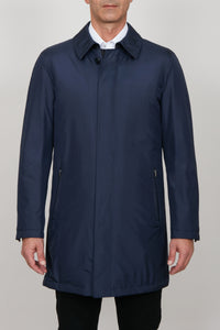 Parka à coutures surpiquées en soie - Bleu