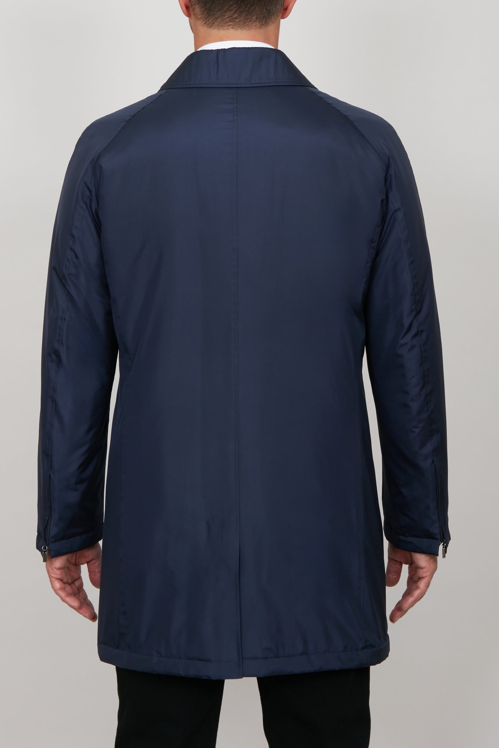 Parka à coutures surpiquées en soie - Bleu