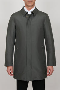 Parka à patte de boutonnage en soie - Vert