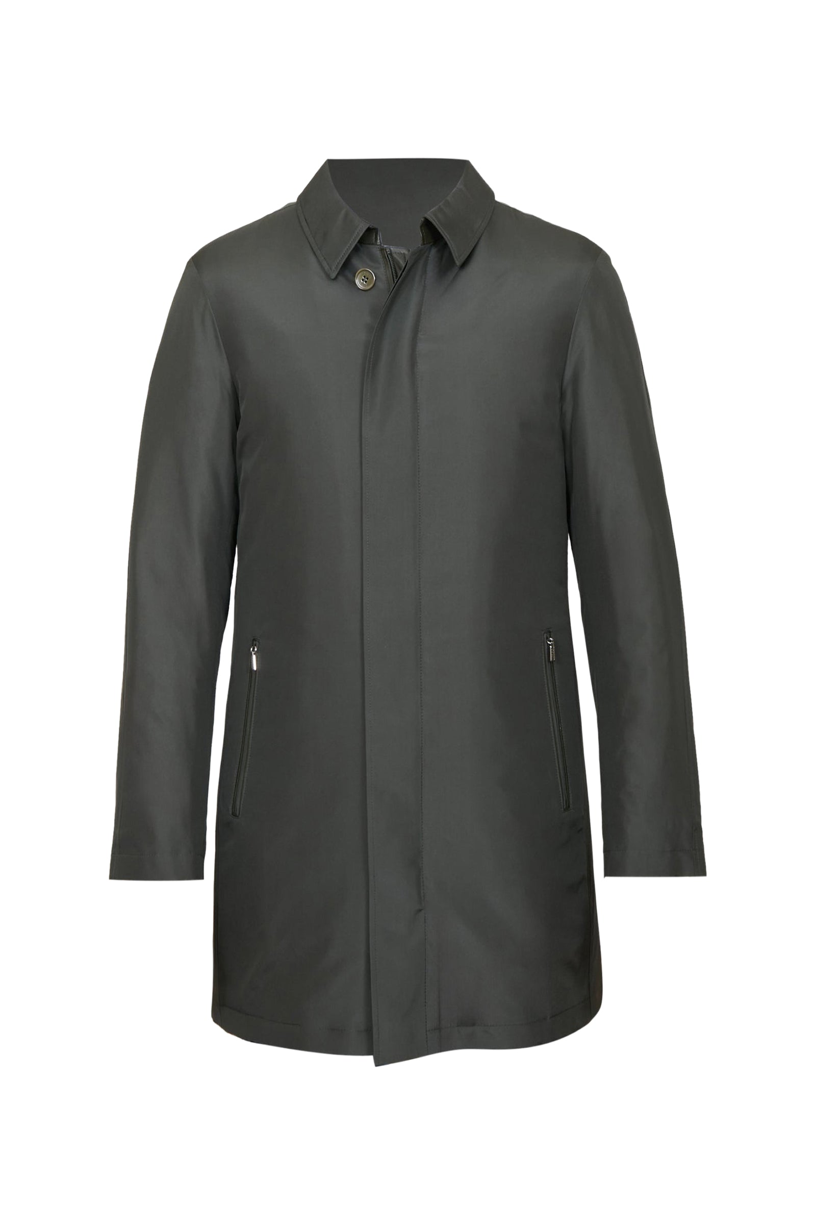 Parka à patte de boutonnage en soie - Vert