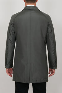 Parka à patte de boutonnage en soie - Vert
