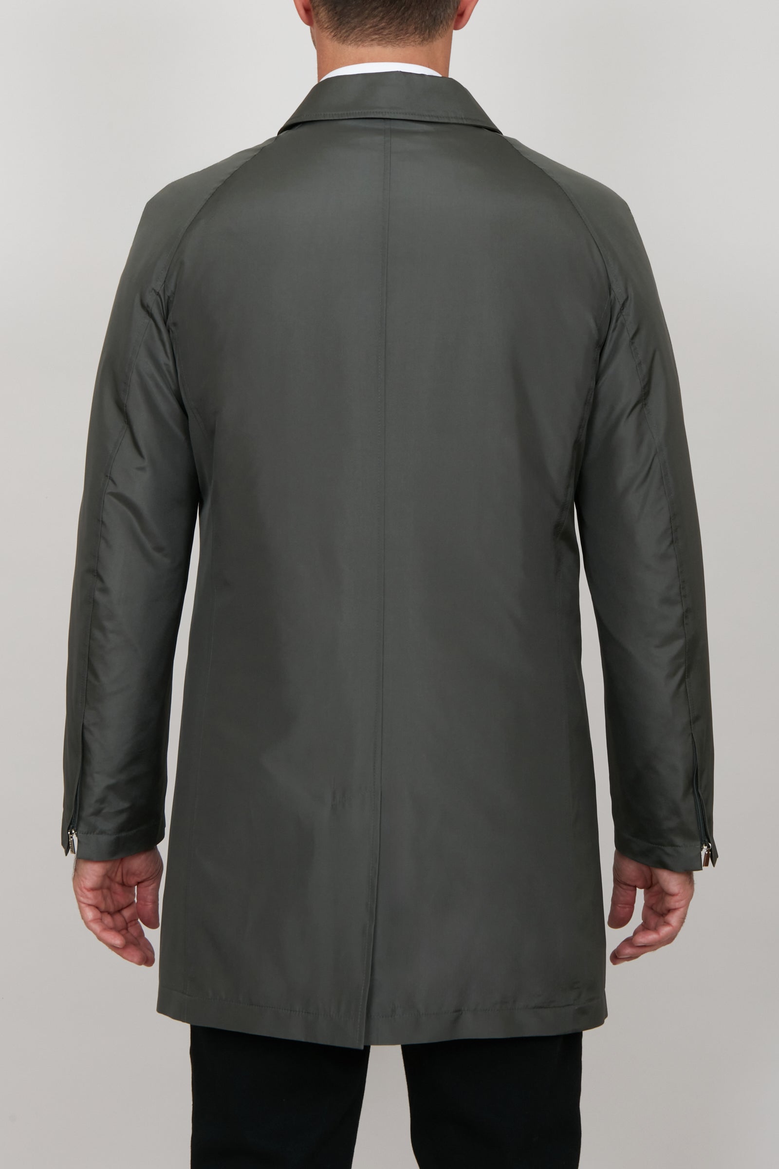 Parka à patte de boutonnage en soie - Vert