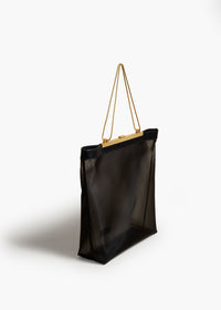 Black Augusta Chain Tote In Black Mesh - Black