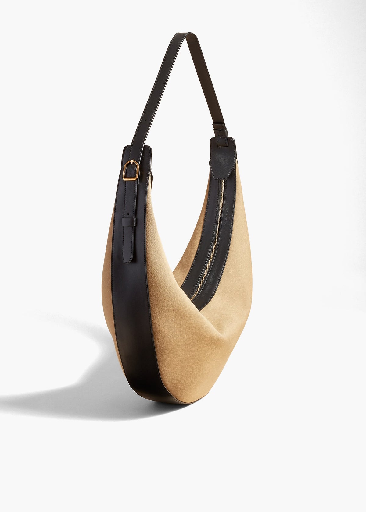 Black & Honey Augustina Hobo In Honey Canvas With Black Leather - Black & Honey