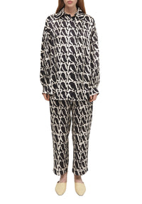 Pantalon Aurella monogramme en soie mélangée - Oreo