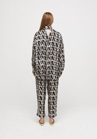 Aurella monogrammed silk blend trousers - Oreo