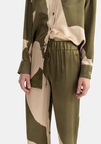 Pantalon Aurora fluide en soie mélangée - Olive Mono