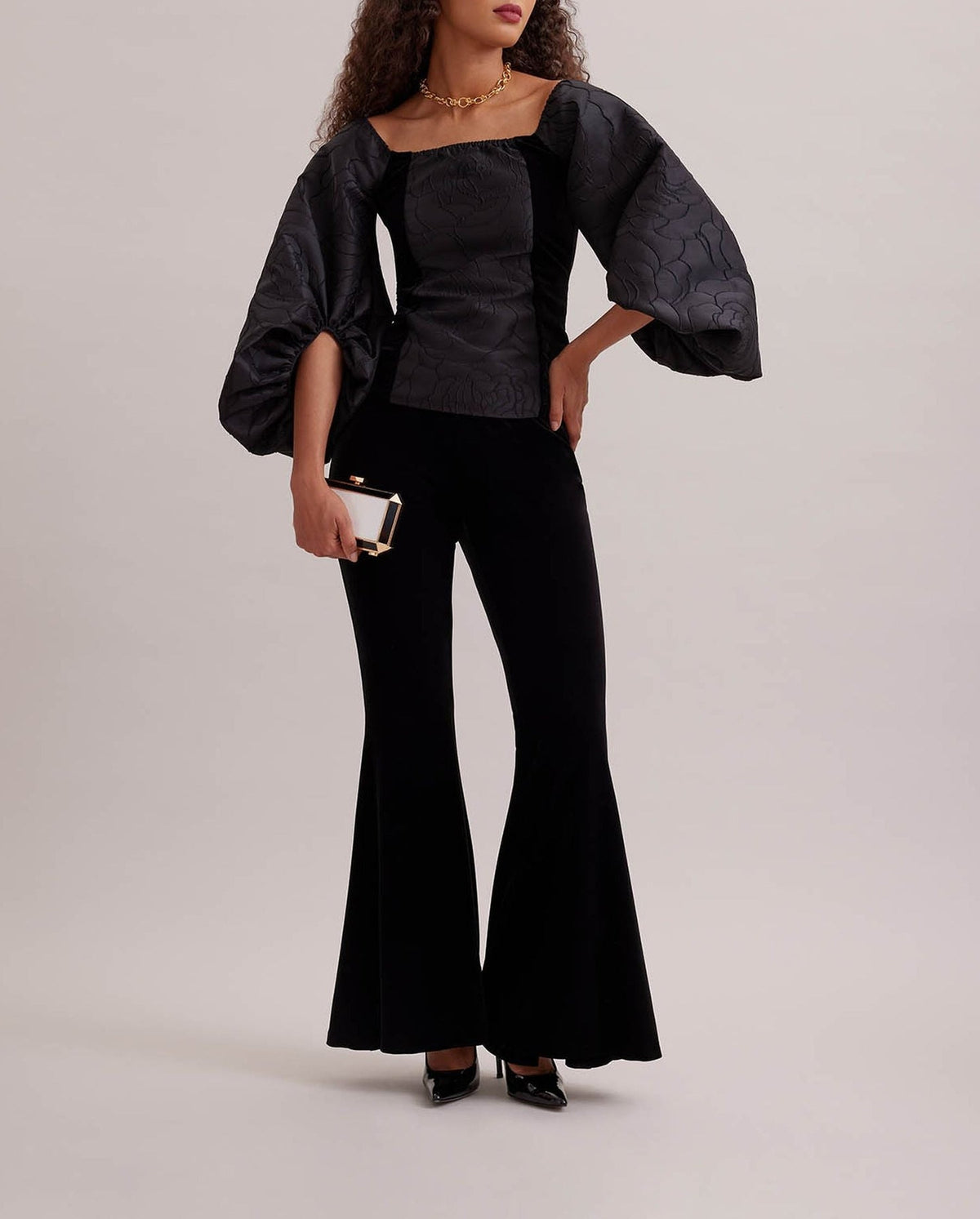 Blouse Aurore à manches bouffantes - Black