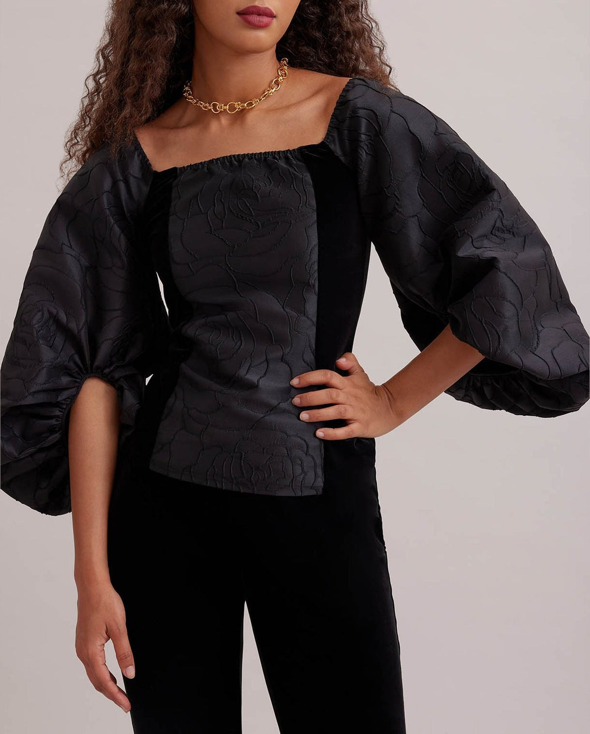Blouse Aurore à manches bouffantes - Black