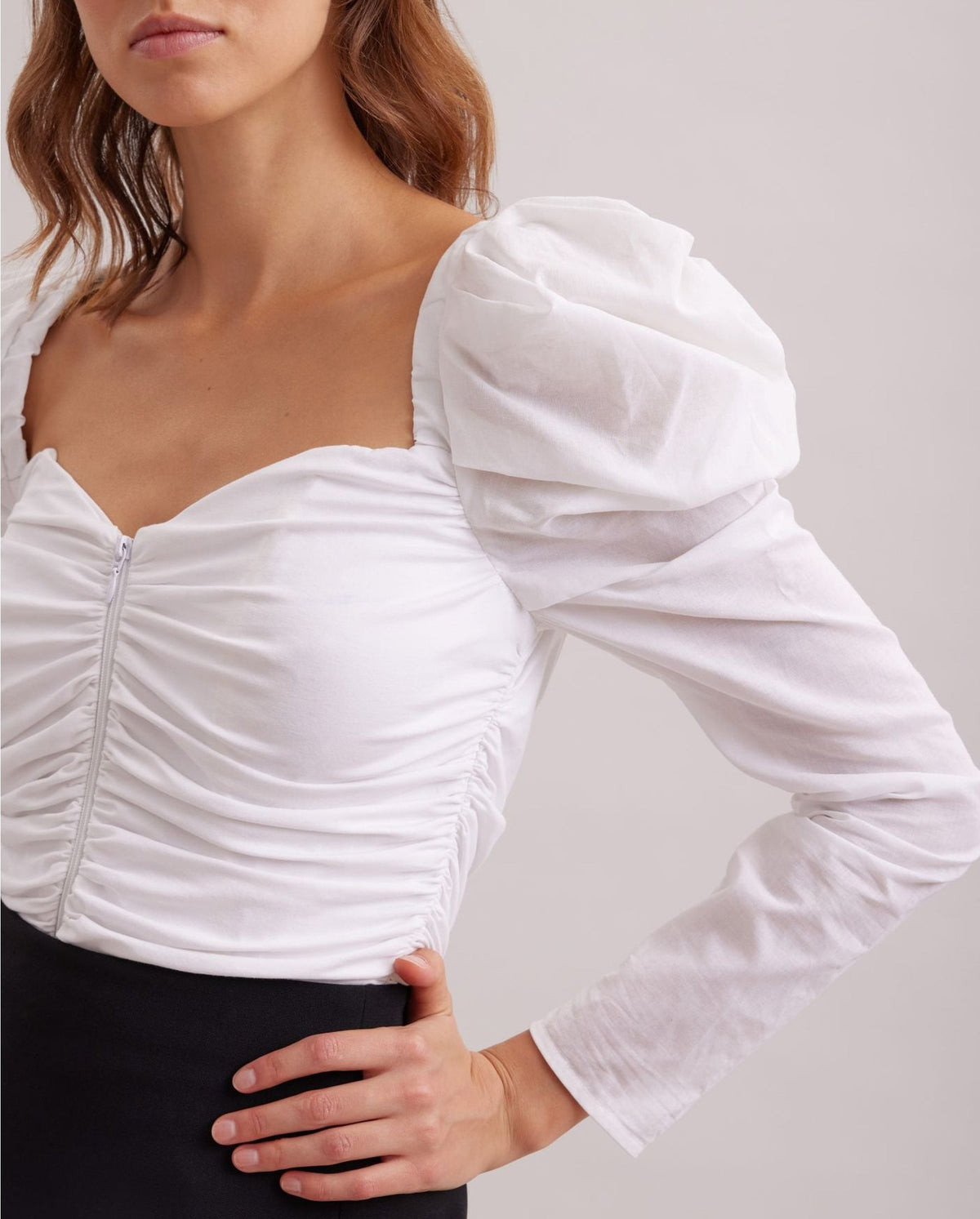 Blouse Austen à épaule ballon - White