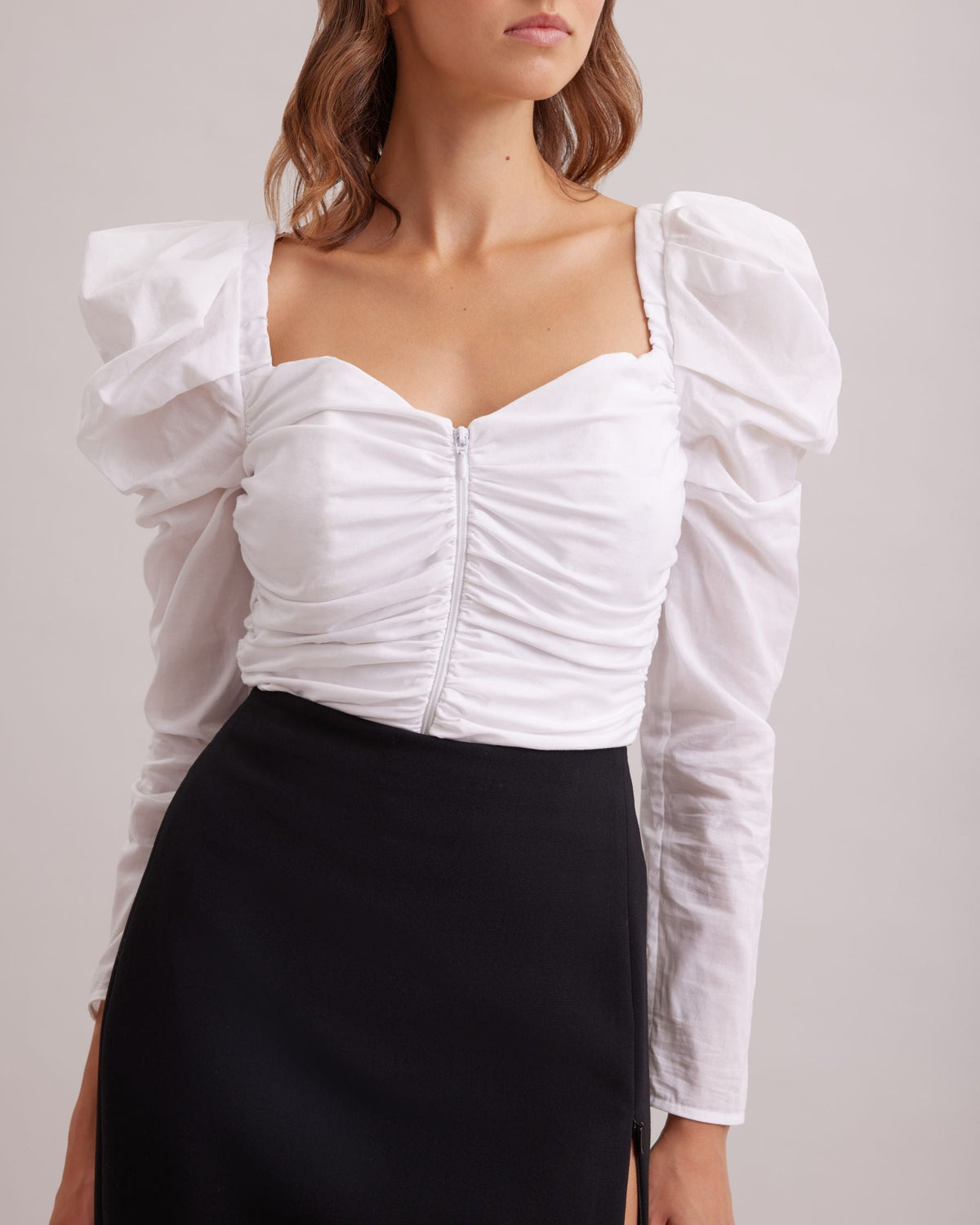Blouse Austen à épaule ballon - White