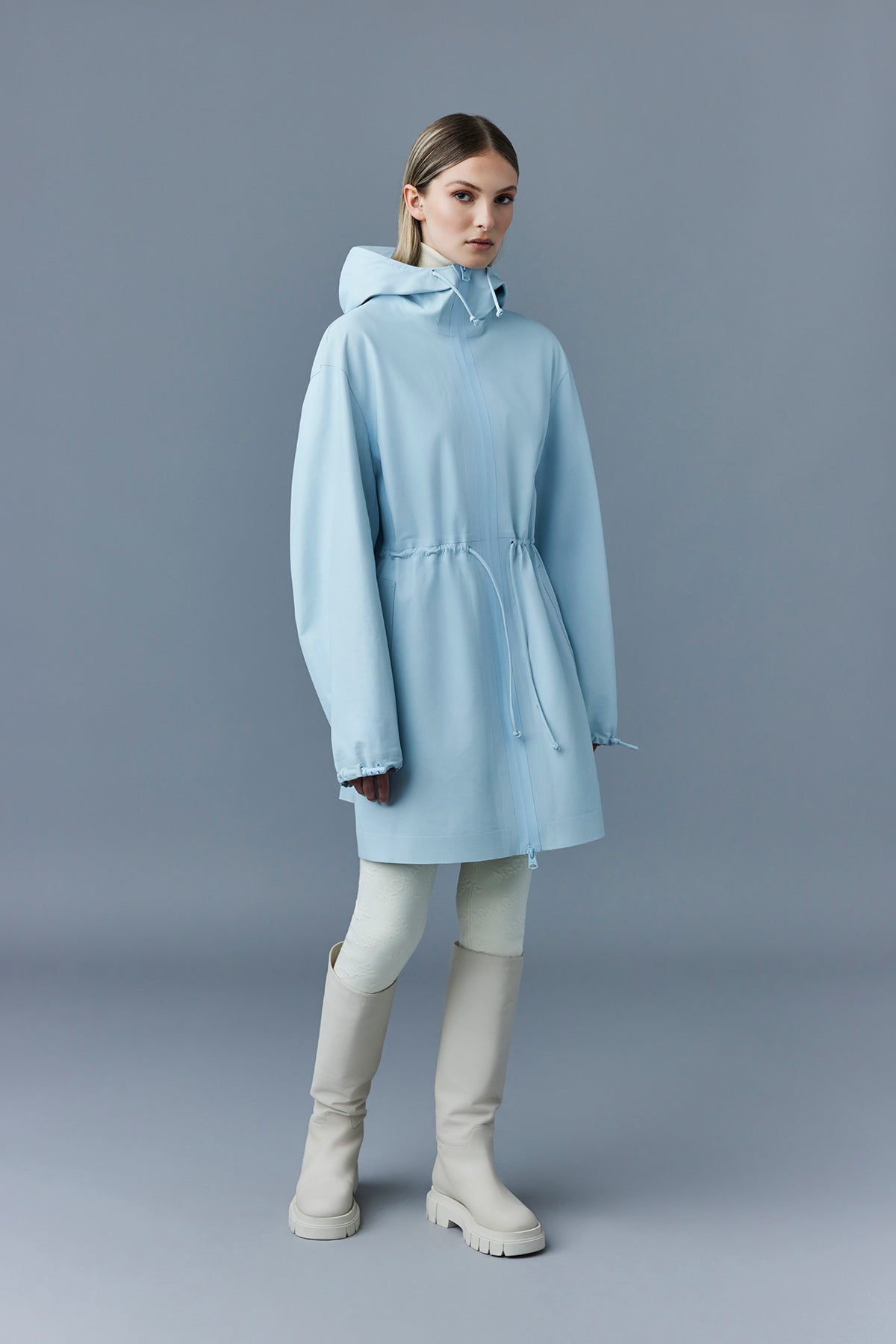 Parka mi-longue Autumn à capuche en cuir - Air