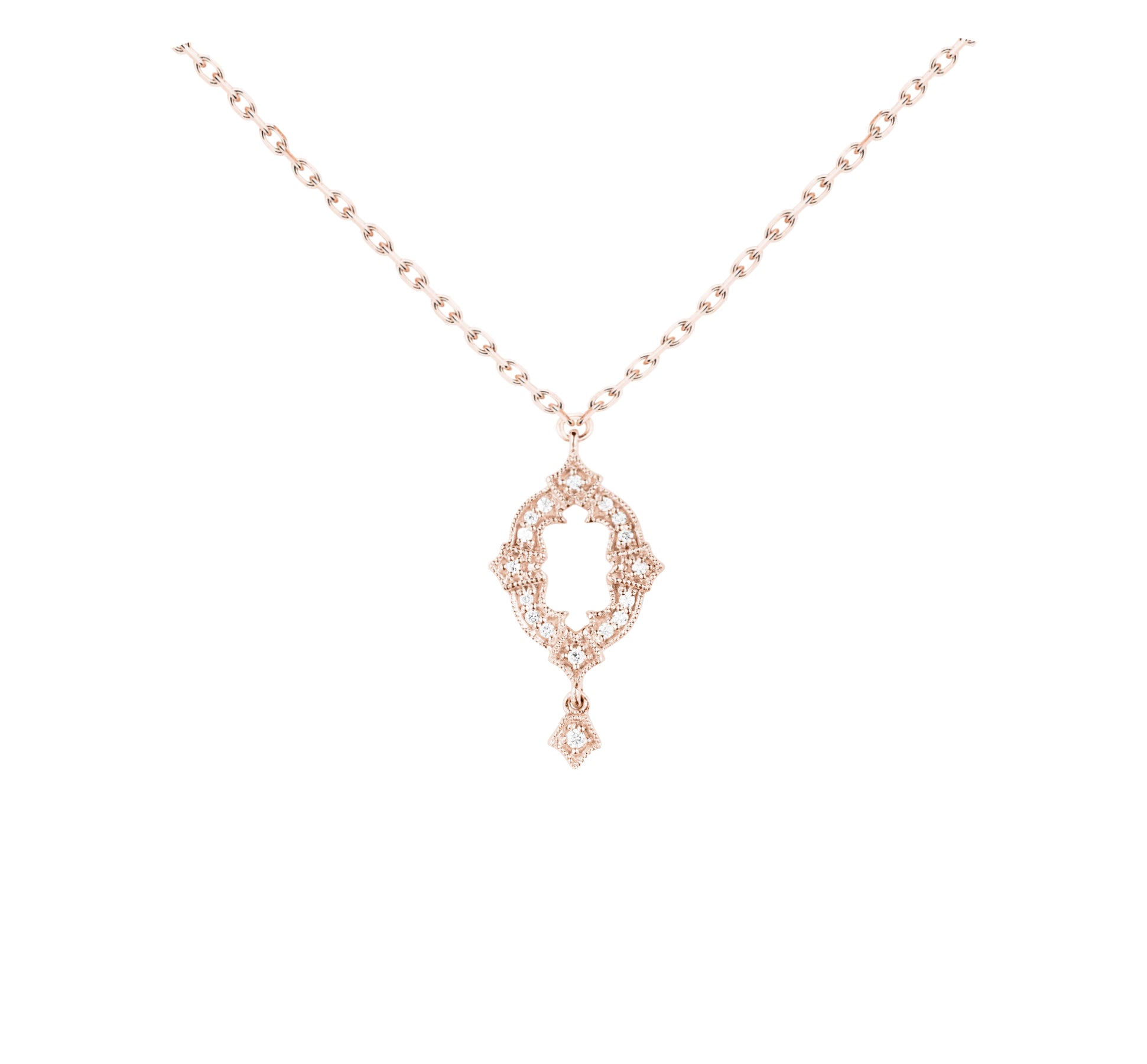 "Ava" necklace in 18K rose gold set with diamonds - Rose gold