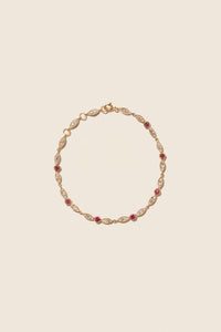 Ava bracelet in yellow gold and silver set with diamonds - Pink Sapphire